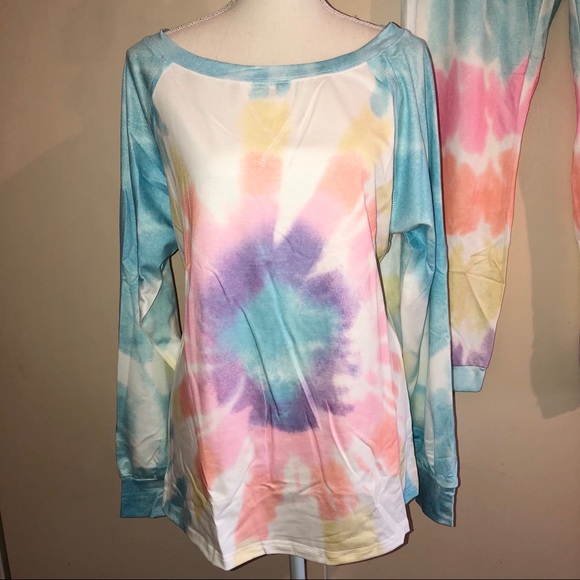 CLEARANCE Tie dye joggers pants and matching long sleeve t shirt 2-piece set - Picture 4 of 12